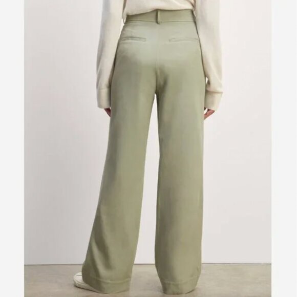 NEW Everlane The Draper Pleated Pant in Buttersmooth 8 Seagrass Green - Picture 4 of 11